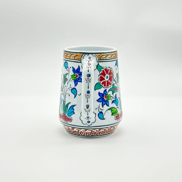 Handmade Ceramic Floral Tankard – Hand-Painted Red & Blue Tulips – Decorative Cup & Desk Organizer For Sale - Image 6 of 9