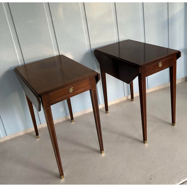 Baker Furniture Pembroke Table-High Quality Drop Leaf Side Table-Vintage Folding End Table For Sale - Image 12 of 12