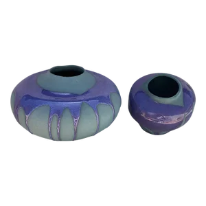 Mid-Century Haeger Purple Drip Pottery/Vases - Set of 2