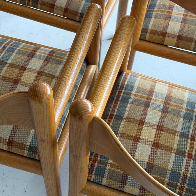 Tan 1970s Acorn Chairs Attributed to Massimo Vignelli in Plaid For Sale - Image 8 of 10