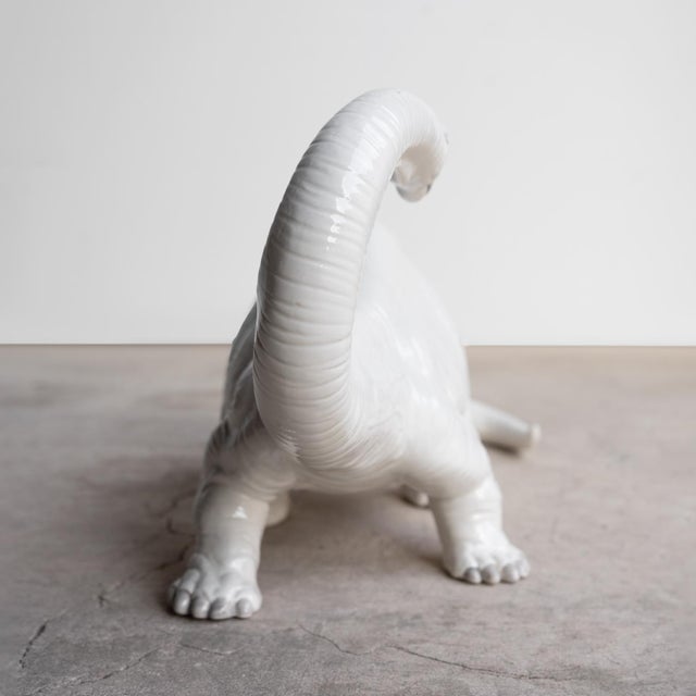 Vintage Italian Bassano Ceramic Dinosaur Sculpture - White Pottery Brontosaurus Figure, 1970s For Sale - Image 16 of 18