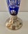 Hollywood Regency Vintage Cobalt Blue Hand Cut Cased Crystal Vase With Silver Plated Base For Sale - Image 3 of 6