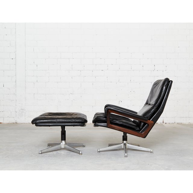 Mid-Century Modern Set of Vintage Lounge Chair and Ottoman by André Vandenbeuck for Strässle For Sale - Image 3 of 18