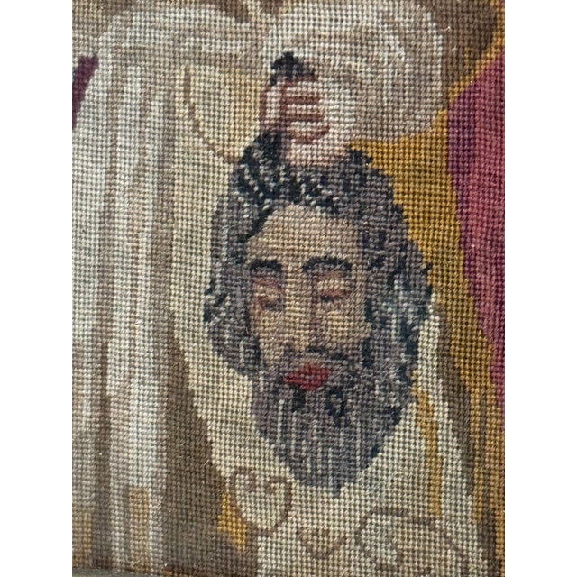 Vintage Judith & Holofernes Needlepoint Tapestry in Ornate Giltwood Frame For Sale - Image 4 of 6