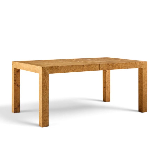 Milo Baughman for Thayer Coggin Mid Century Burlwood Expanding Dining Table With 2 Leaves For Sale In Chicago - Image 6 of 13