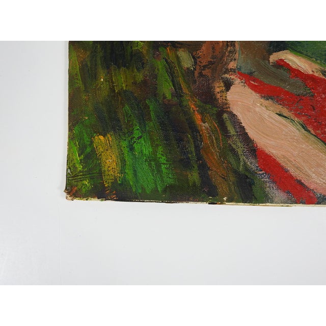Mid 20th Century Plein Air Woman in Garden Painting For Sale In Seattle - Image 6 of 8