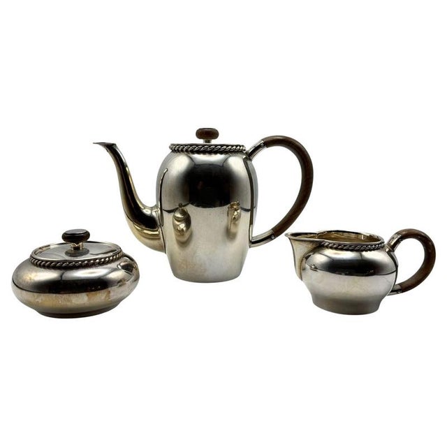 Wood Three-Piece Bauhaus Silver Coffee Set, Grininger, Heilbronn, 1930 For Sale - Image 7 of 7