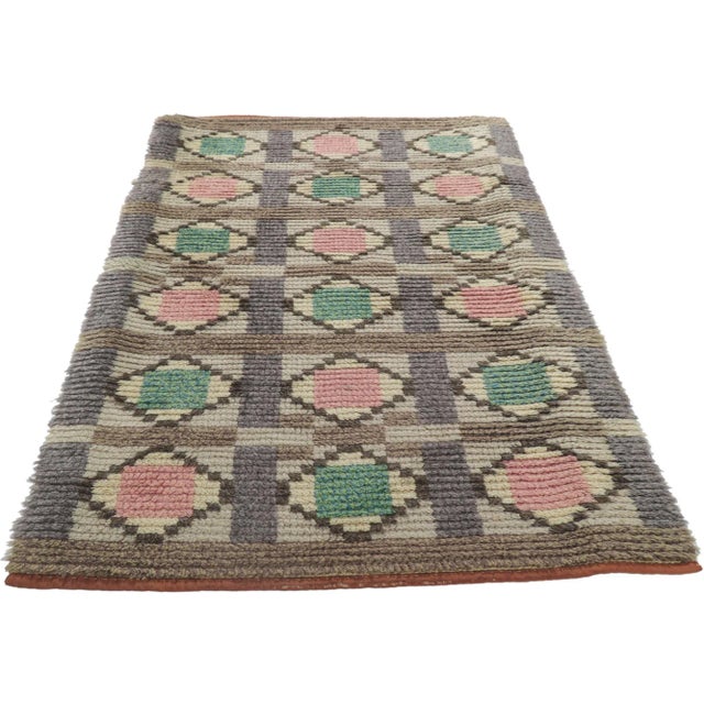 Mid-Century Modern Vintage Finnish Ryijy Rya Rug - 02'05 X 04'10 For Sale - Image 3 of 9