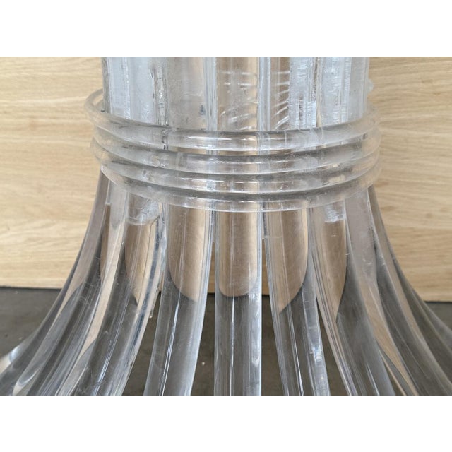 Demilune Console Table with Acrylic Glass Pedestal Base and Clear Glass Top, 1960s For Sale - Image 9 of 11