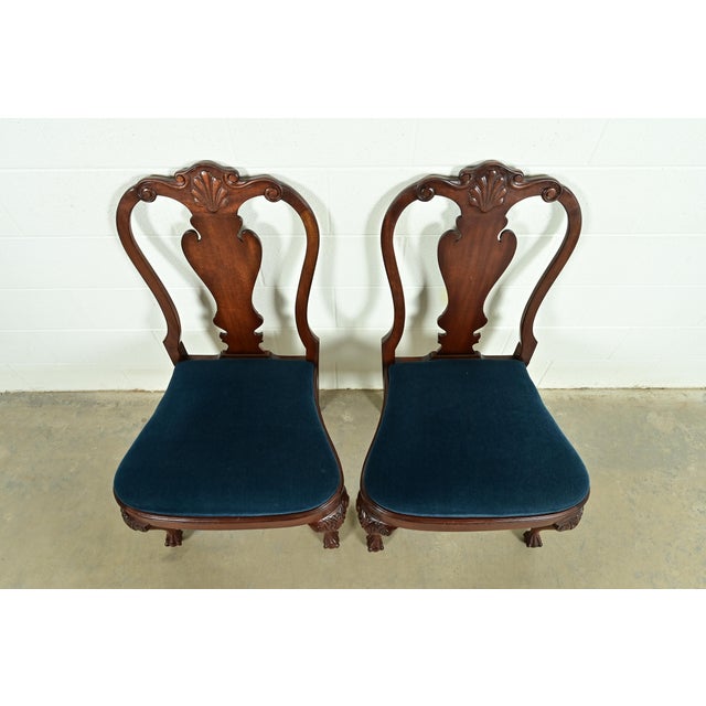 Mid 20th Century Smith & Watson Georgian Carved Mahogany Side Chairs or Dining Chairs, Pair For Sale - Image 5 of 15