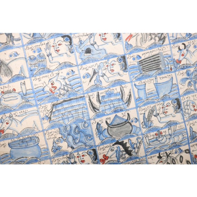 Folk Art Burmese Hand painted Textile rug no. j4731 For Sale - Image 3 of 6