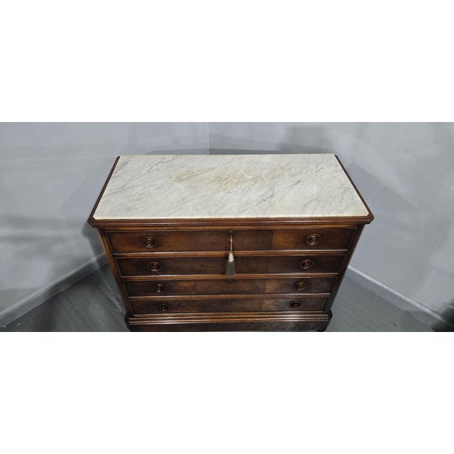 Antique French Walnut Commode, 1850 For Sale - Image 4 of 17