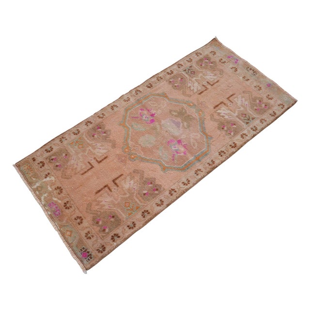 1970s Turkish Hand Made Small Rug Doormat Enrtyway Decor - 1'10" X 3'10" For Sale - Image 4 of 11