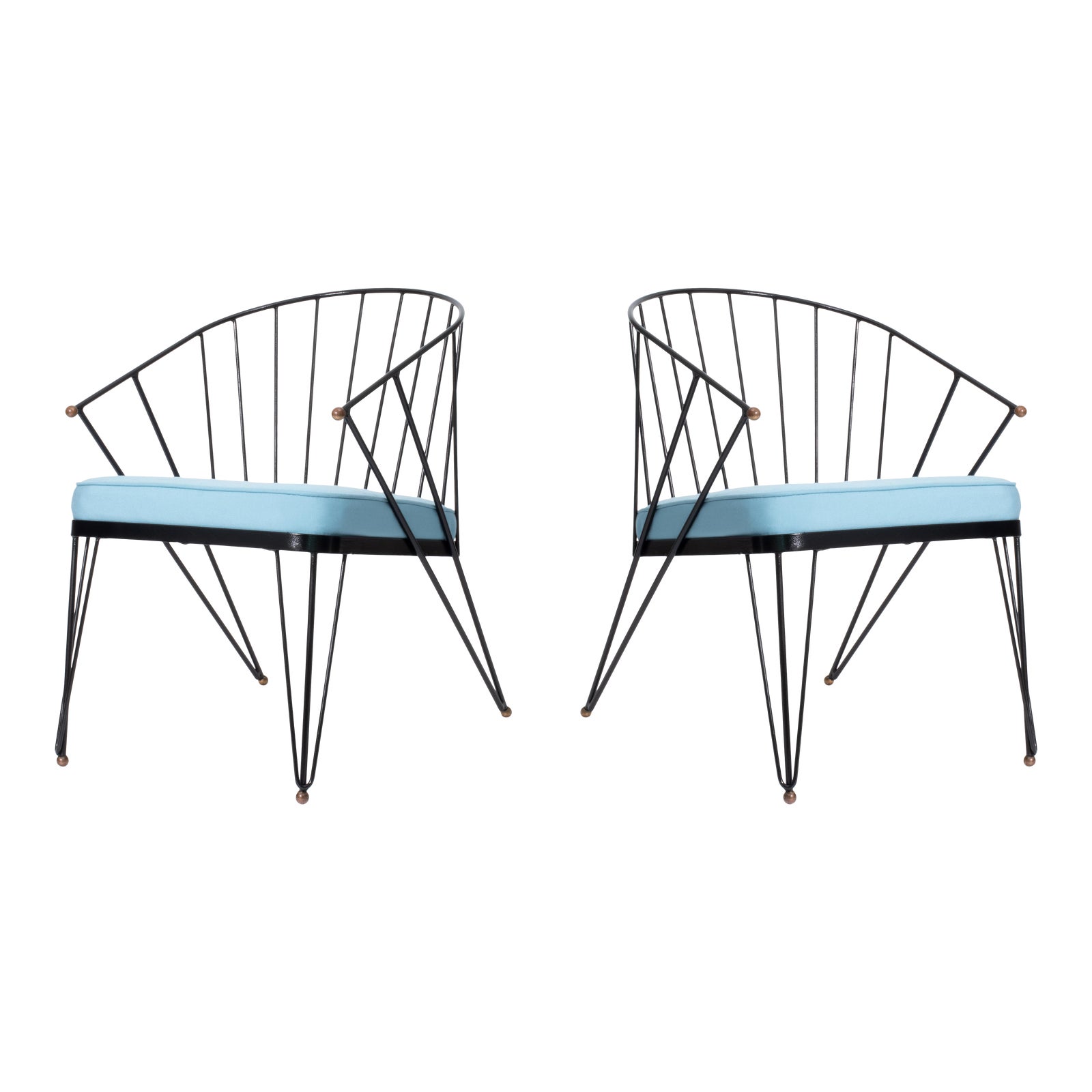 Vintage Mid Century Wrought Iron And Brass Patio Chairs A Pair Chairish