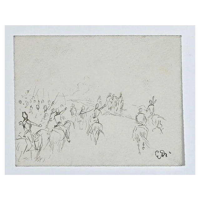 Edouard Detaille, Riders, Original Ink Drawing, Late 19th-Century For Sale