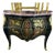 French Boulle-Inspired Commode – Dark Wood Cabinet With Gilded Ornaments & Two Spacious Drawers For Sale