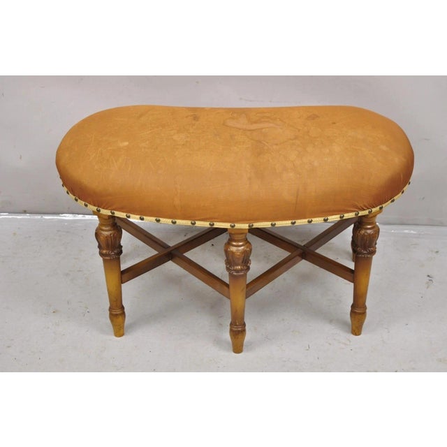Antique Joerns Bros French Provincial Kidney Bean 6 Leg Vanity Bench Stool For Sale - Image 10 of 10