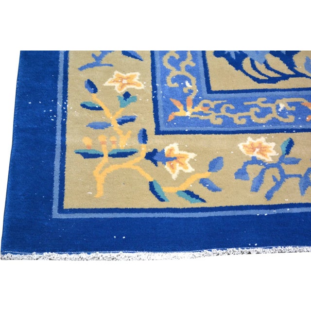 Art Deco Vintage Chinese Art Deco Hand Knotted Wool Rug, 9'7'' X 12'10'' For Sale - Image 3 of 6