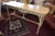 1970s Vintage Cream Wicker & Wood Long Oval Top Console Hall Sofa Table Patio For Sale - Image 10 of 12