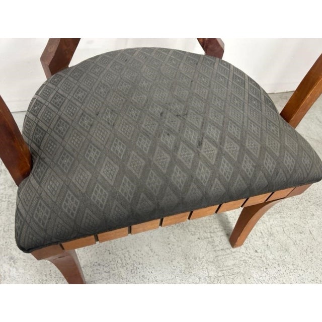 Pair of Vintage Empire Revival Walnut Armchairs With Ebony Inlay For Sale - Image 4 of 5