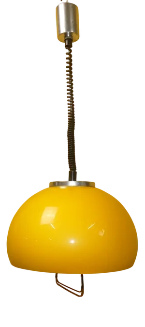 Pendulum Pendant Lamp in Yellow Plastic, 1970s