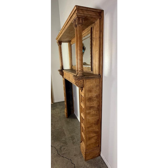 Cinnamon Antique Continental Architectural Wood Fireplace Mantel, 19th Century For Sale - Image 8 of 15