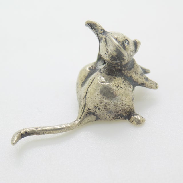 1970s Vintage Italian Handmade Field Mouse Miniature in Silver 800, Florence, 1970s For Sale - Image 5 of 12