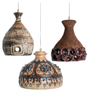 Brown Ceramic Pendant Light, 1970