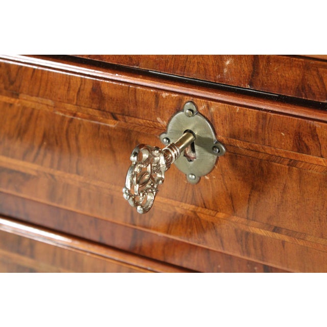 George I Style Burl Walnut Bachelor's Chest For Sale - Image 11 of 14