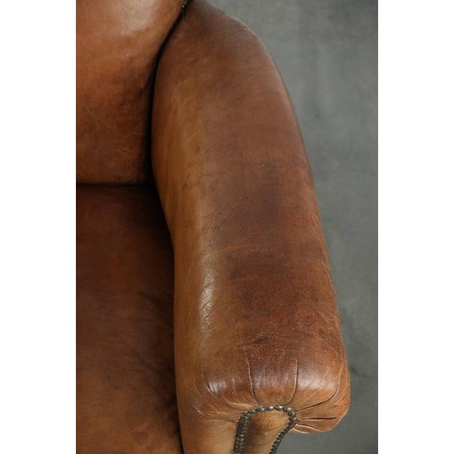 Brown Antique English Sheepskin Armchair For Sale - Image 8 of 14