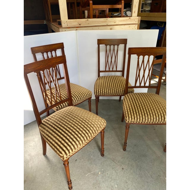 A Set of Four Antique Edwardian Inlaid Side Chairs For Sale - Image 9 of 13