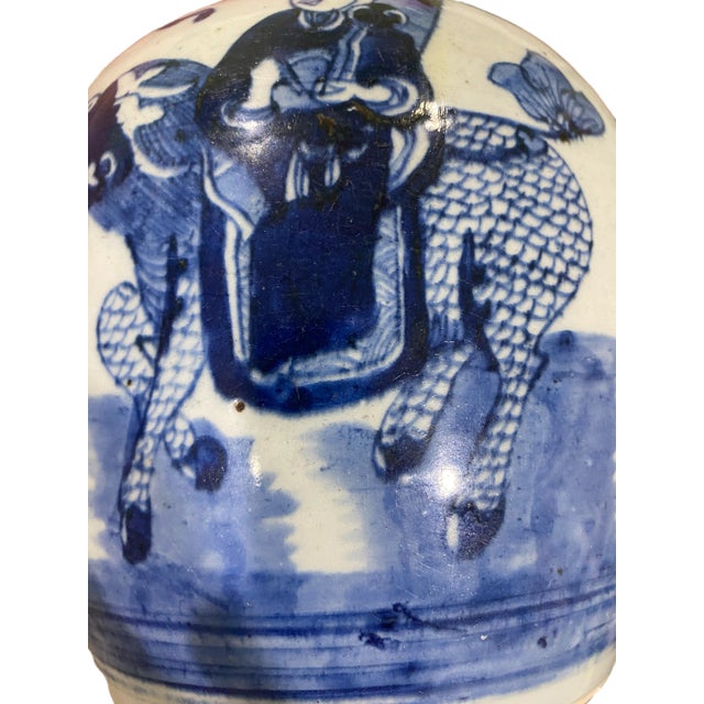 Antique 19th C. Chinese Blue and White Ginger Jar With Qilin Decoration For Sale In San Francisco - Image 6 of 10