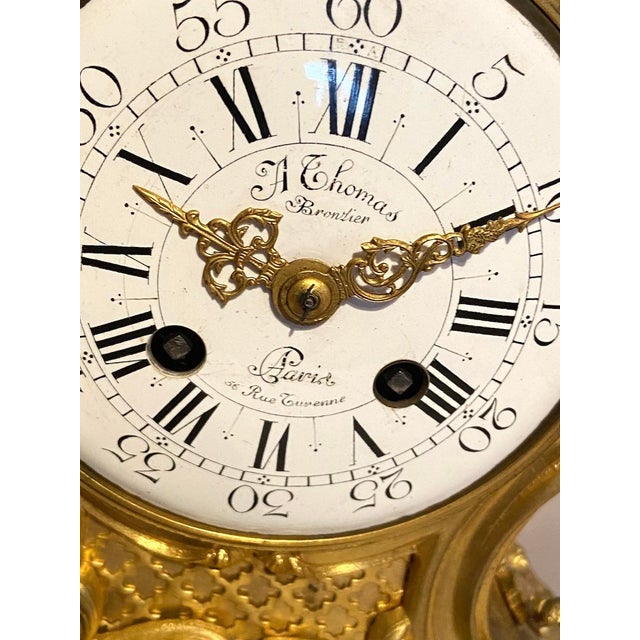 19thC Japy Frères Louis XV Gold Ormolu Bronze Mantel Clock 1pc For Sale - Image 11 of 18