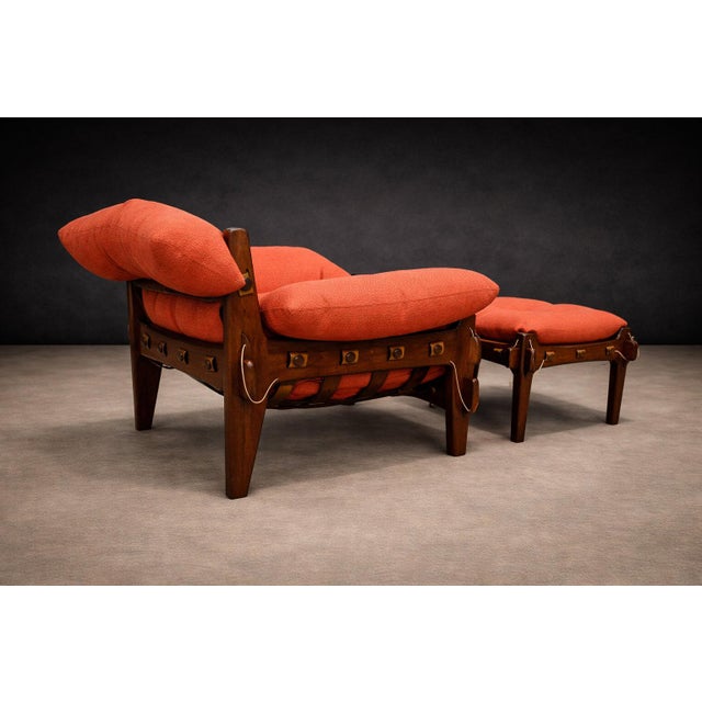 Terra Cotta “Moleca” Lounge Chair with Ottoman in Rosewood & Fabric, Sergio Rodrigues, Brazil, 1963- Lot 214-346A For Sale - Image 8 of 17
