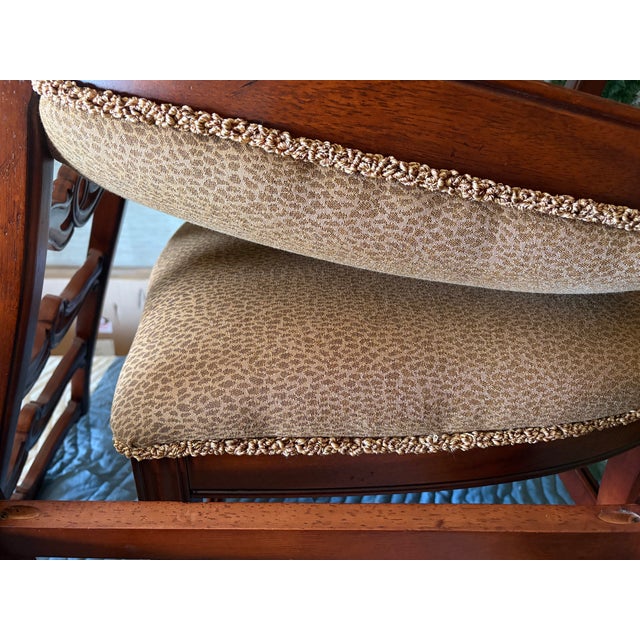 Pulaski Carved Mahogany Dining Chairs With Custom Upholstered Seats For Sale - Image 4 of 6