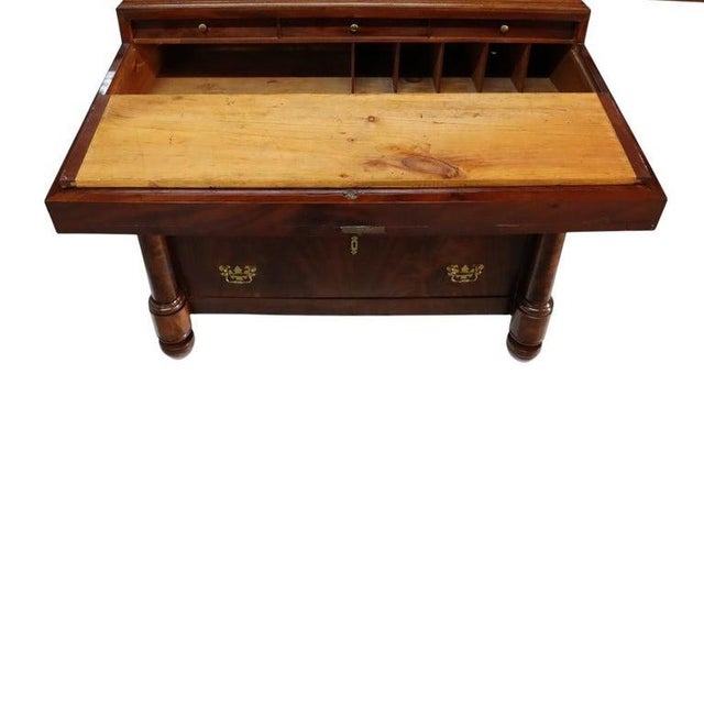 Wood Antique Quervelle American Empire Flame Mahogany Secretary Desk C1840 For Sale - Image 7 of 17