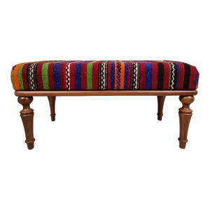 Ethnic Kilim Upholstered Bench