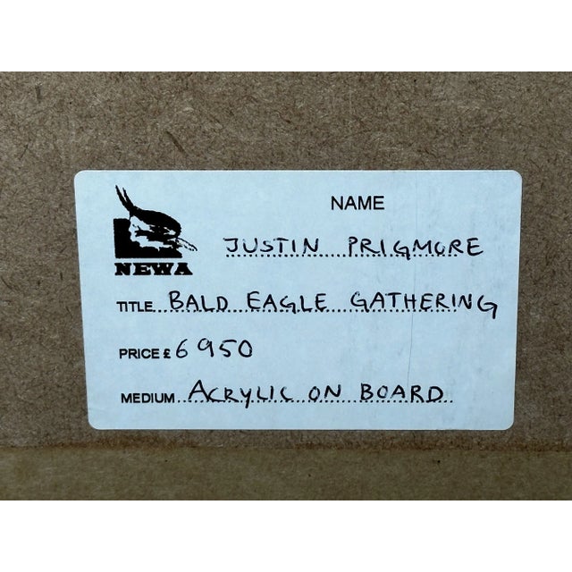 Vintage Realist Painting of North American Bald Eagles Gathering Fishing by Justin Prigmore For Sale - Image 12 of 13