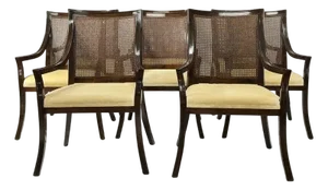 Set of 8 Rose Tarlow Solid Wood & Cane Back Armchairs, Made in Los Angeles, Usa