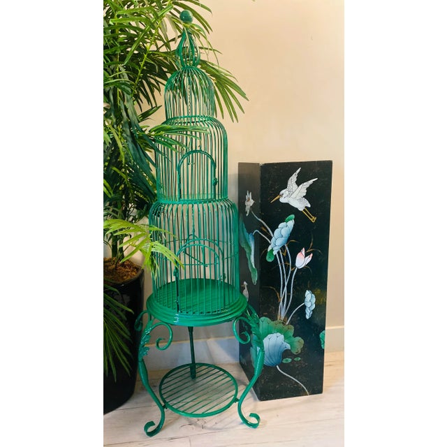 Green Mid-Century Birdcage a Vibrant Emerald Green Circa 1960s For Sale - Image 8 of 9