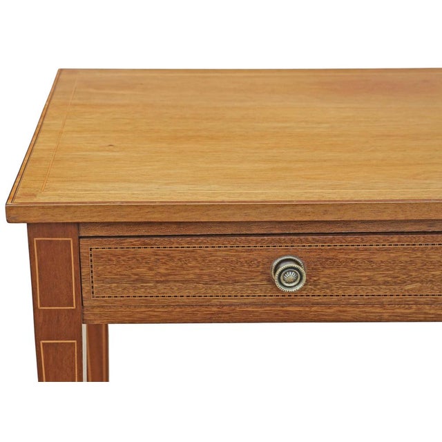 Wood Antique Edwardian Inlaid Satin and Red Walnut Desk or Dressing Table, 1905 For Sale - Image 7 of 12