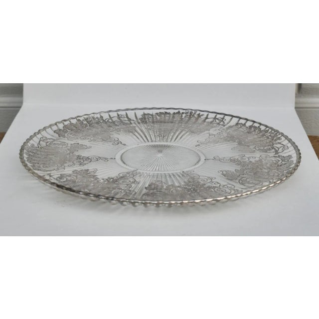 Art Nouveau Vintage Large Round Art Nouvea Style Platter W/SIlver Overlay For Sale - Image 3 of 13