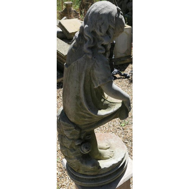 Stone Stone Statue of a Girl Holding Out Her Apron, 1950 For Sale - Image 7 of 9