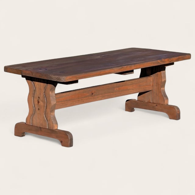 Vintage Farmhouse Trestle Coffee Table For Sale - Image 12 of 17