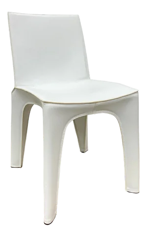 Riccardo Blumer & Matteo Borghi Bb Dining Chair in Matte White Leather Poliform
