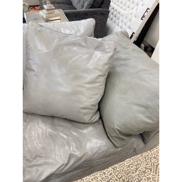 Early 21st Century Restoration Hardware Grey Leather Cloud Sofa For Sale - Image 5 of 5