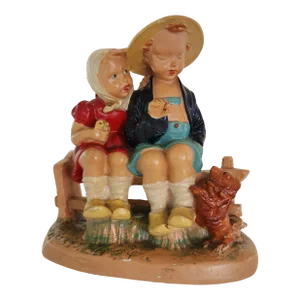 Vintage 1950's Girl, Boy and Dog Chalkware by Alexander Backer
