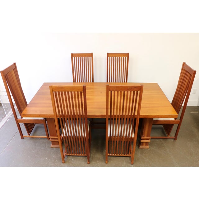 Frank Lloyd Wright Style Cherry Wood Dining Room Table and ...