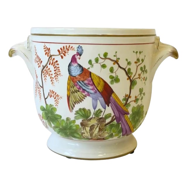 Italian Planter Cachepot Jardinière Pheasant Bird by Mottahedeh, Italy For Sale