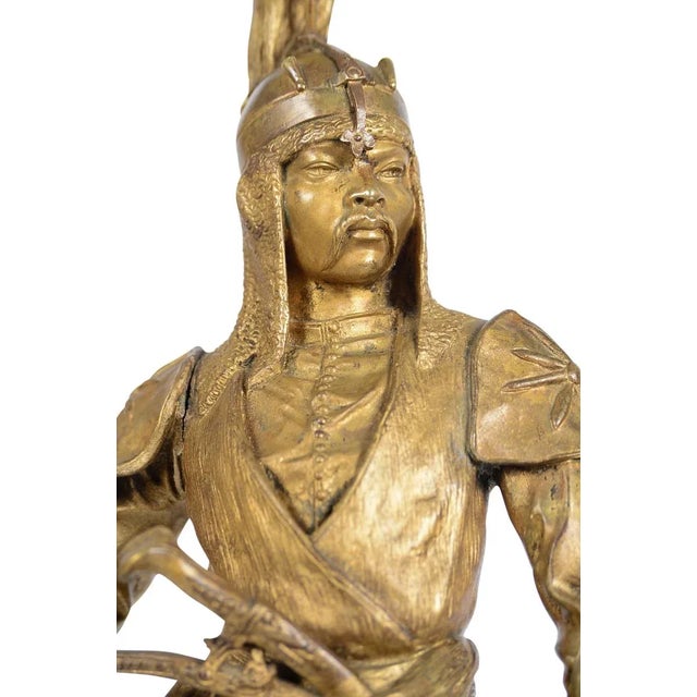 Gilt Bronze Sculpture of a Manchu Warrior For Sale - Image 5 of 9